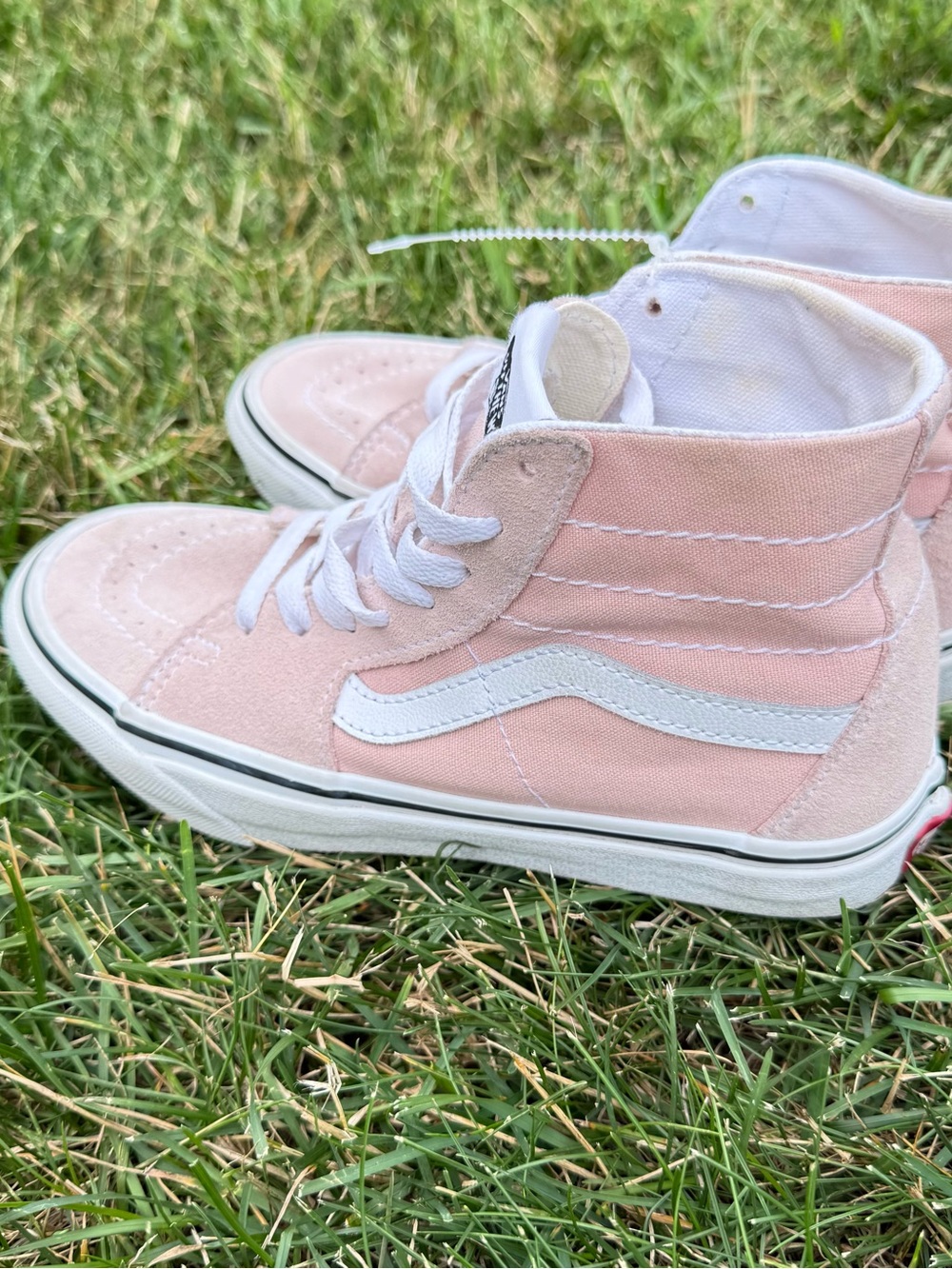 Vans Kids High-Top Sneakers in Light Pink and White
